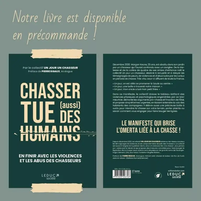 Publication du collectif "un jour, un chasseur..." au sujet du livre "Chasser tue (aussi) des humains"